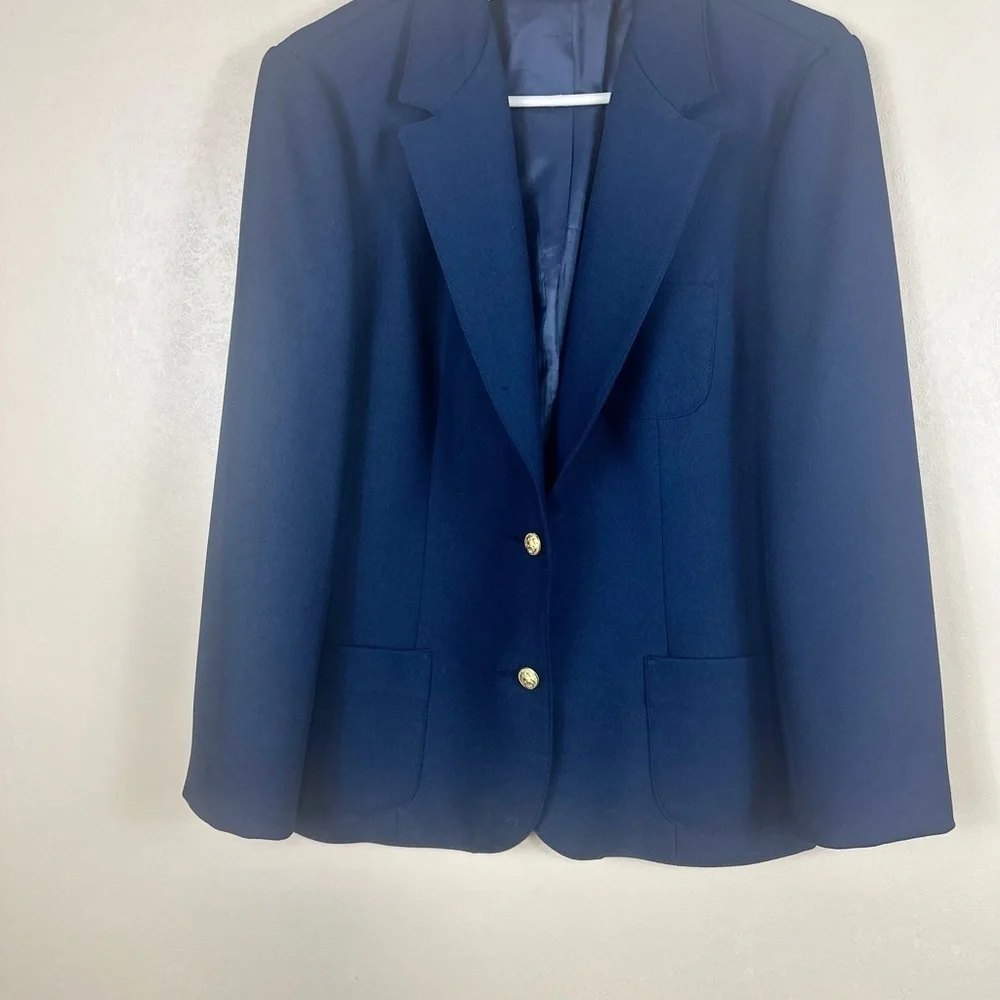 Haberdashery size 16 p2p20 length 26 dark blue blazer 2 gold buttons neck